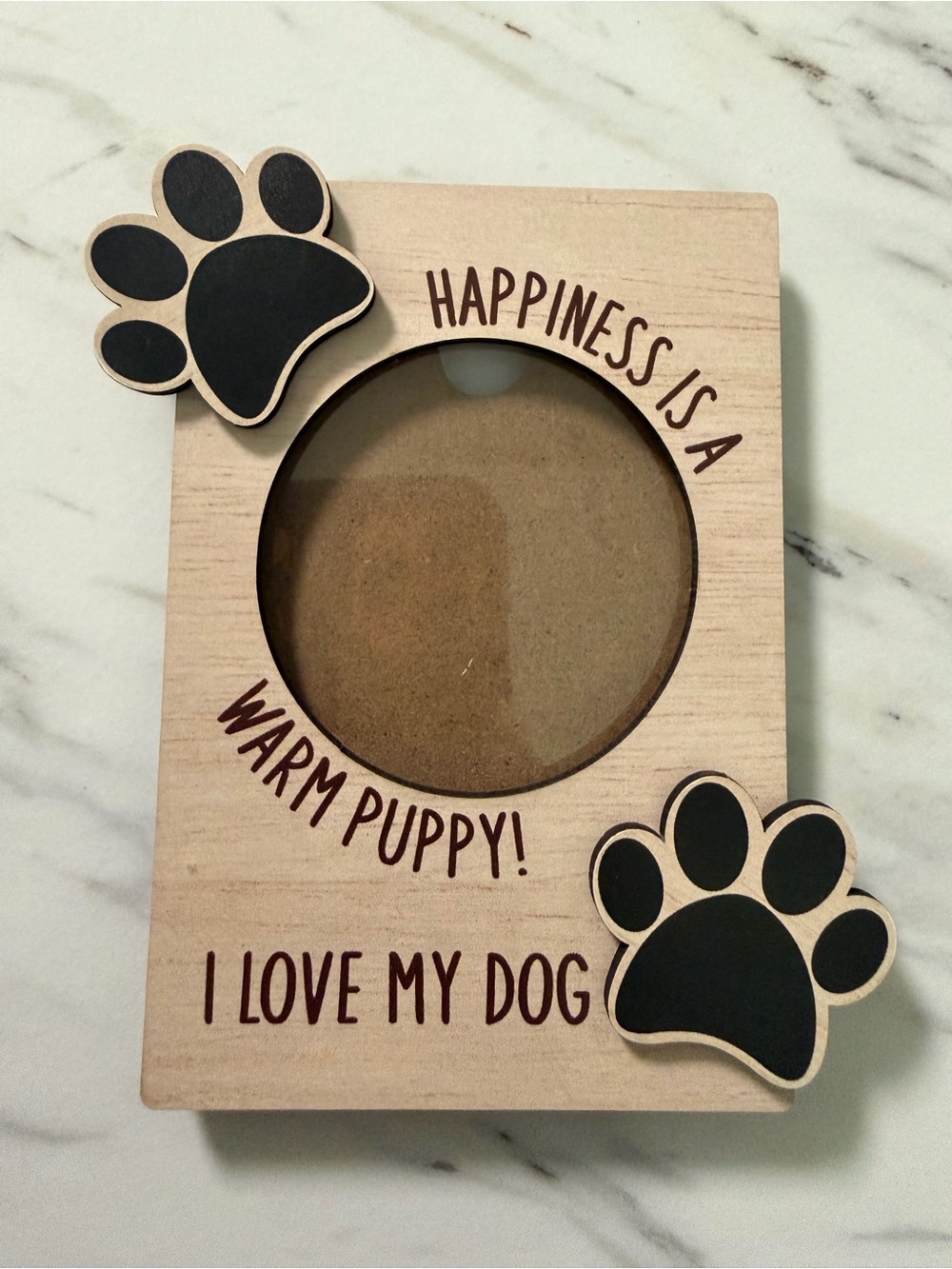 Paw Print Wooden Photo magnetic Frame - I Love My Dog
